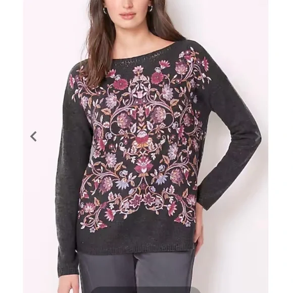 J Jill Enchanted florals sweater MP - Picture 1 of 7